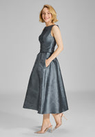 Floraler Jacquard Rock mit Falten in Midi Länge