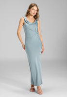 Slip Dress aus Satin mit drapiertem Kragen ice blue