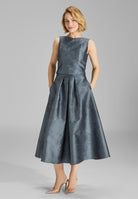 Oberteil aus floralem Jacquard mit V-Ausschnitt ice blue