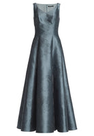Abendkleid aus floralem Jacquard mit V-Ausschnitt