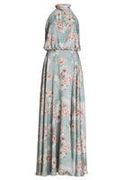 Abendkleid mit blusigem Top aus floral bedrucktem Crinkle Satin