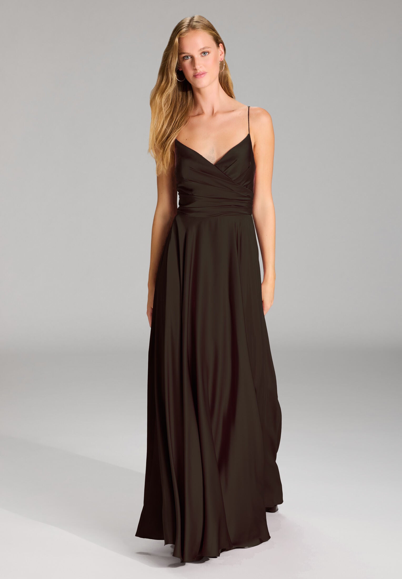 Satinkleid mit Schnürung am Rücken chocolate brown