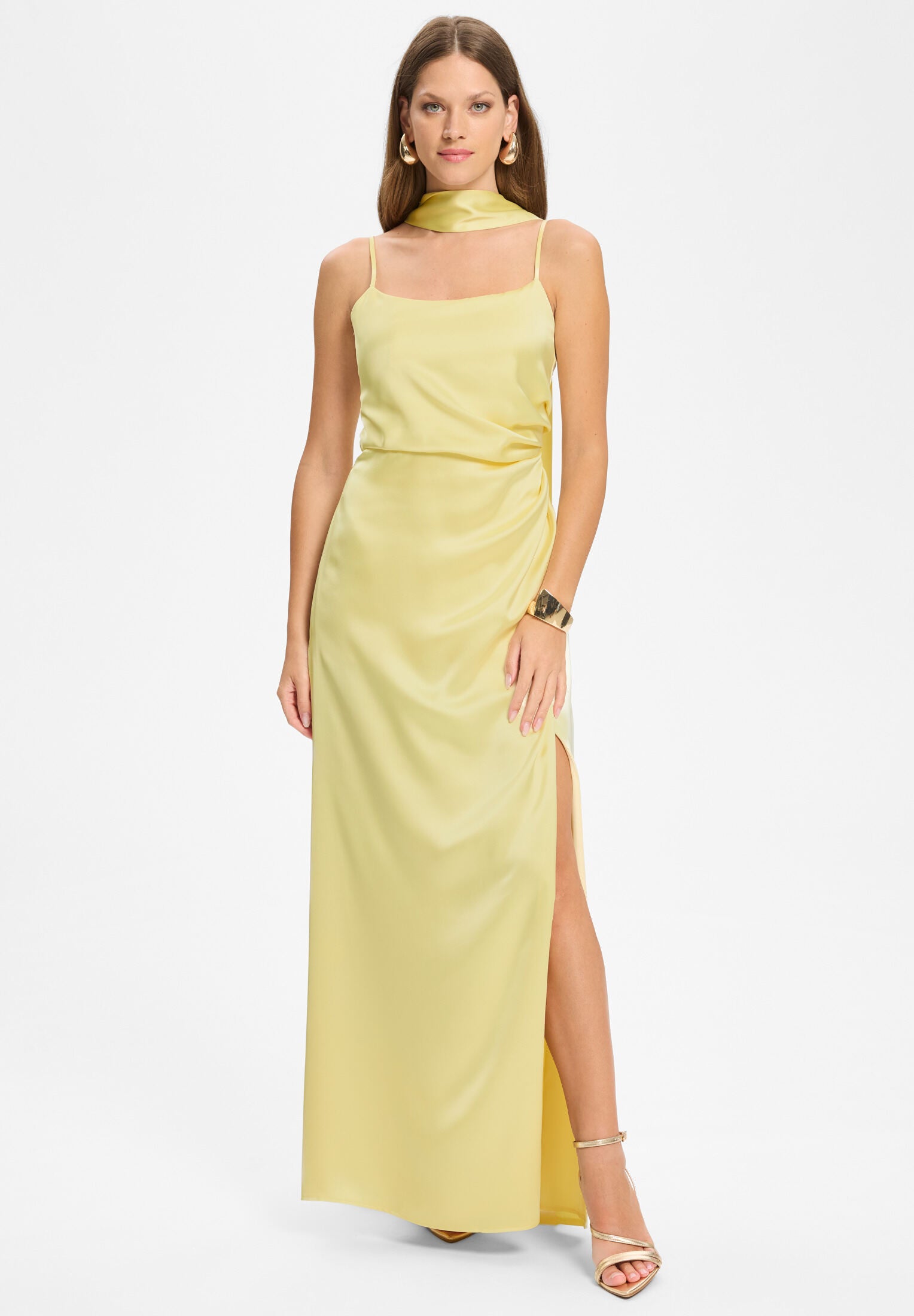 Abendkleid aus Stretch Satin pastel yellow
