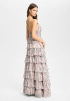 Printkleid mit Volantrock und Cut-out Detail