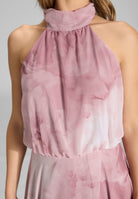 Abendkleid mit blusigem Top aus floral bedrucktem Chiffon