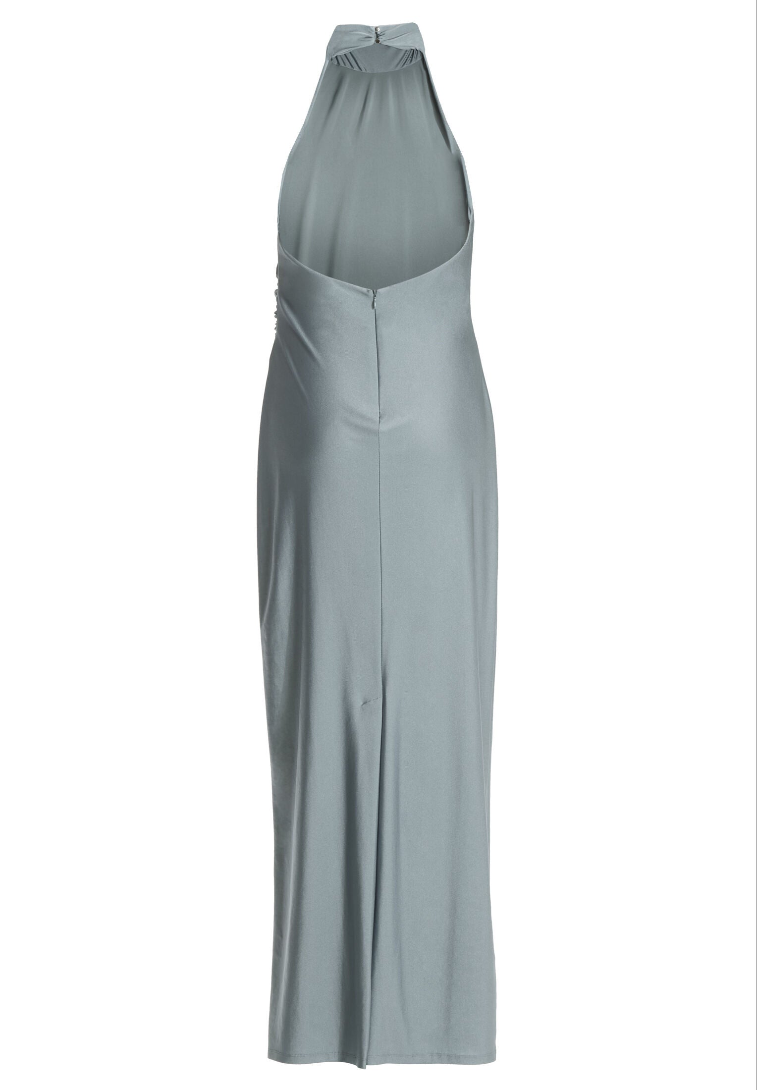 Abendkleid aus Jersey Satin mit Drapierung am Kragen