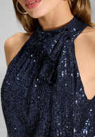 Ärmelloser Jumpsuit mit Schluppenblusen Top aus elastischer Paillette