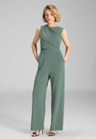 Jumpsuit aus Crepe Jersey mit Drapierung deep slate
