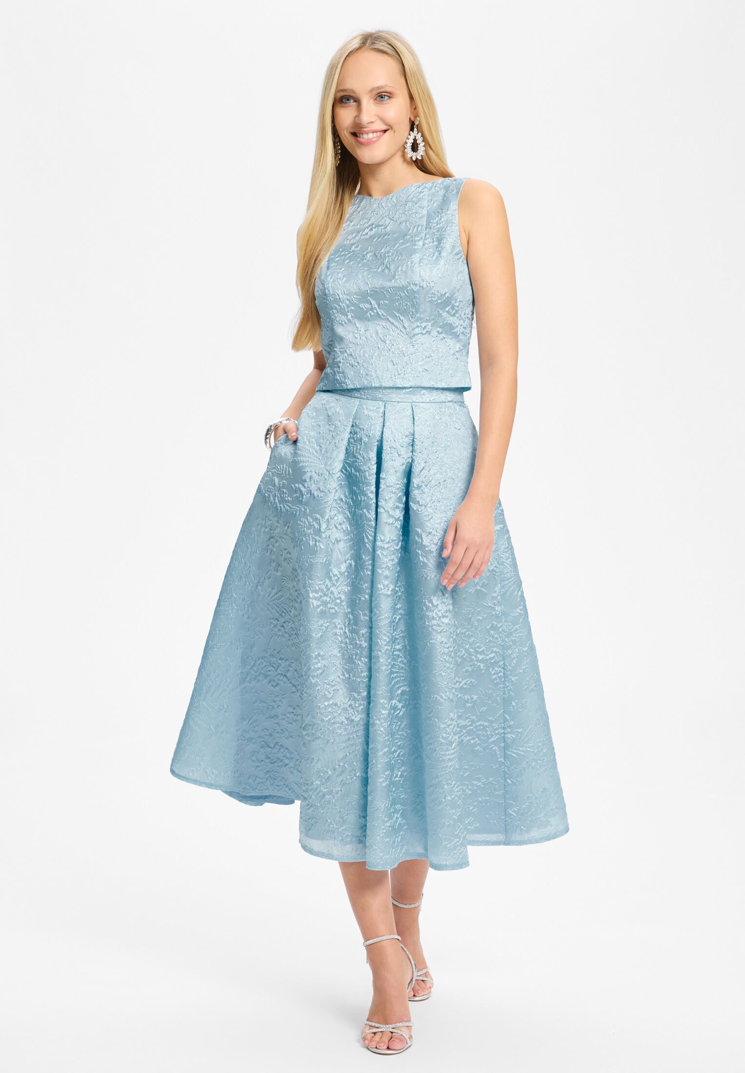 Faltenrock aus Jacquard baby blue