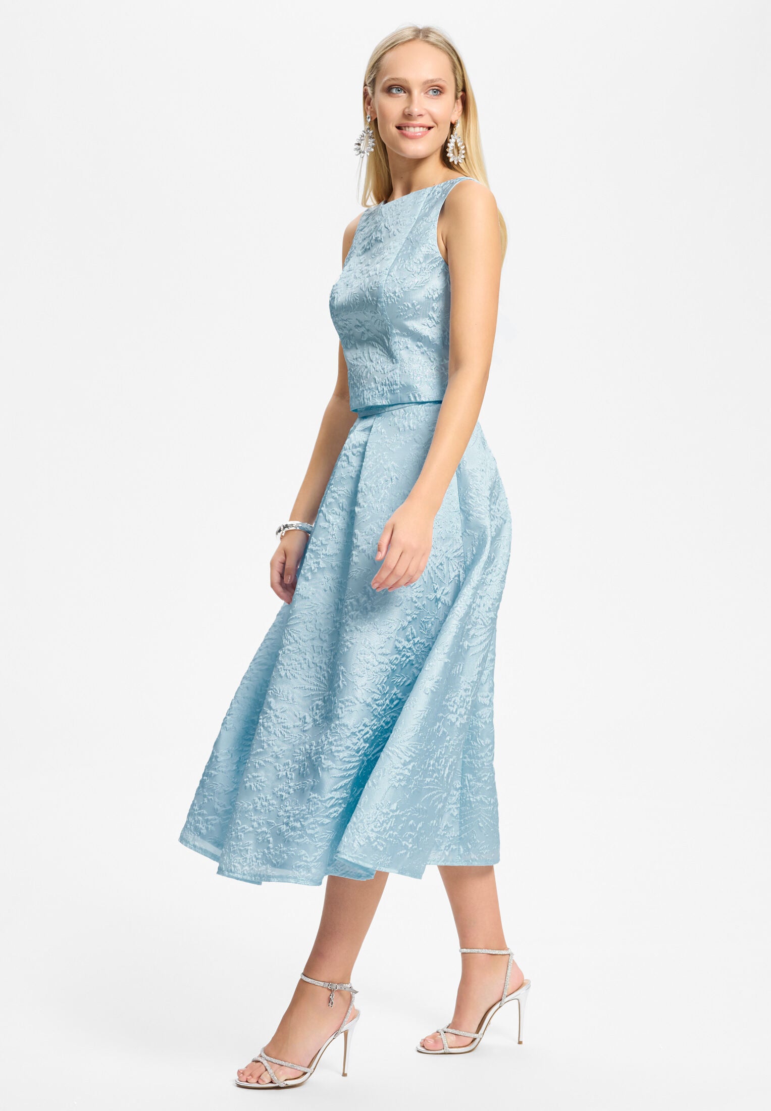 Ärmelloses Oberteil aus Jacquard mit V-Ausschnitt