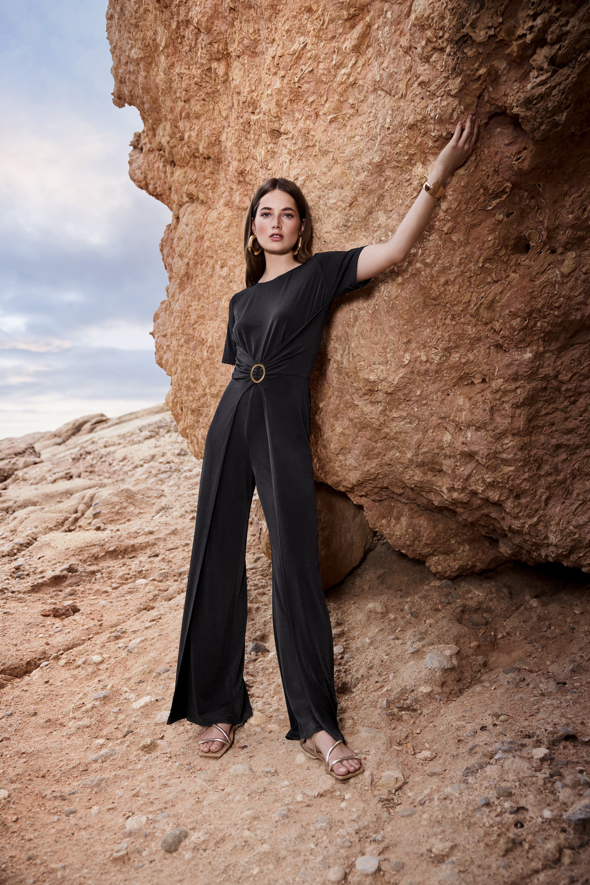 Jumpsuit aus Jersey mit Zierschnalle black