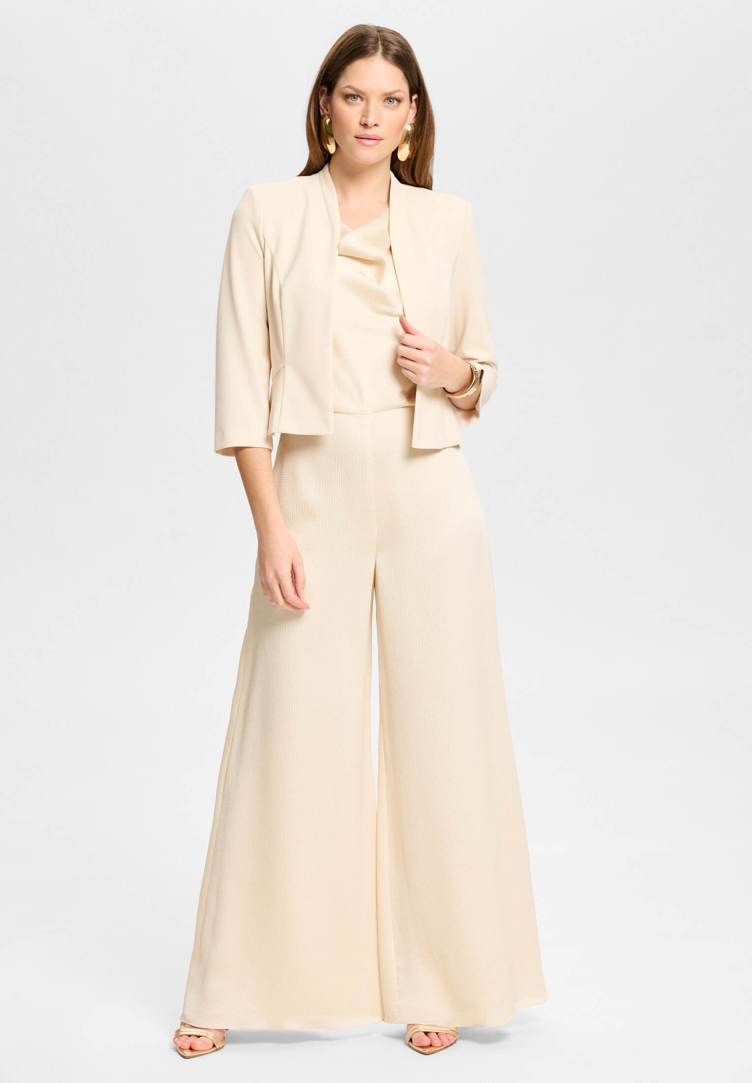 Taillierte Jacke aus Jersey Crêpe champagne beige