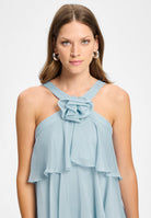 Abendkleid aus Crinkle Chiffon mit gestuften Volants