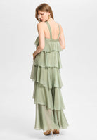 Abendkleid aus Crinkle Chiffon mit gestuften Volants