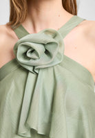 Abendkleid aus Crinkle Chiffon mit gestuften Volants