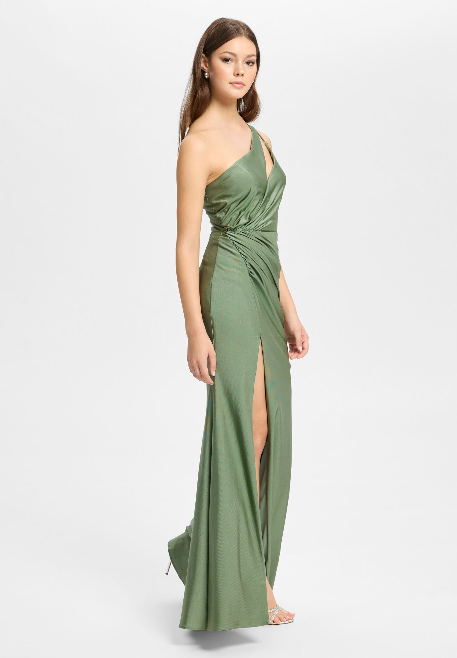 One-Shoulder-Kleid mit Cut-Out und Beinschlitz
