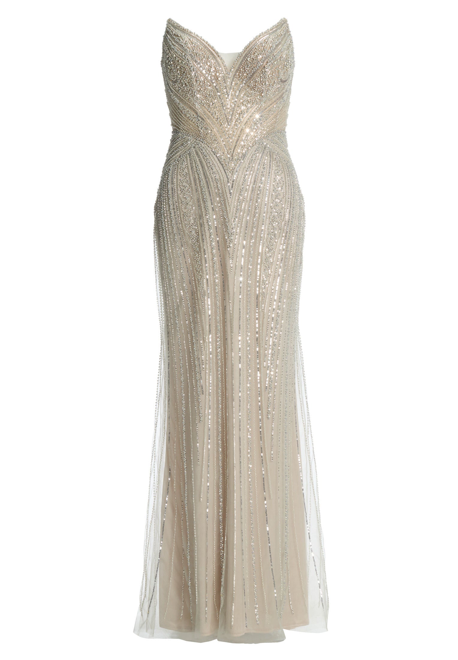Abendkleid mit All-Over Stickerei
