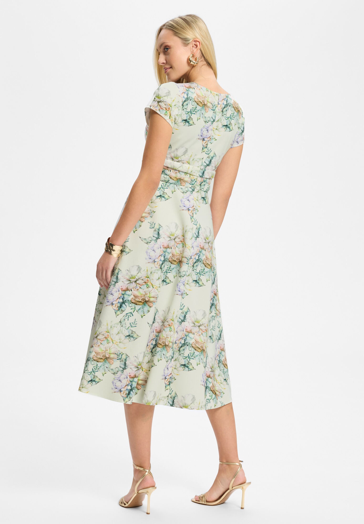 Midi Kleid aus floral bedrucktem Scuba