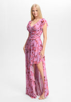 Florales Printkleid mit asymmetrischem Rock