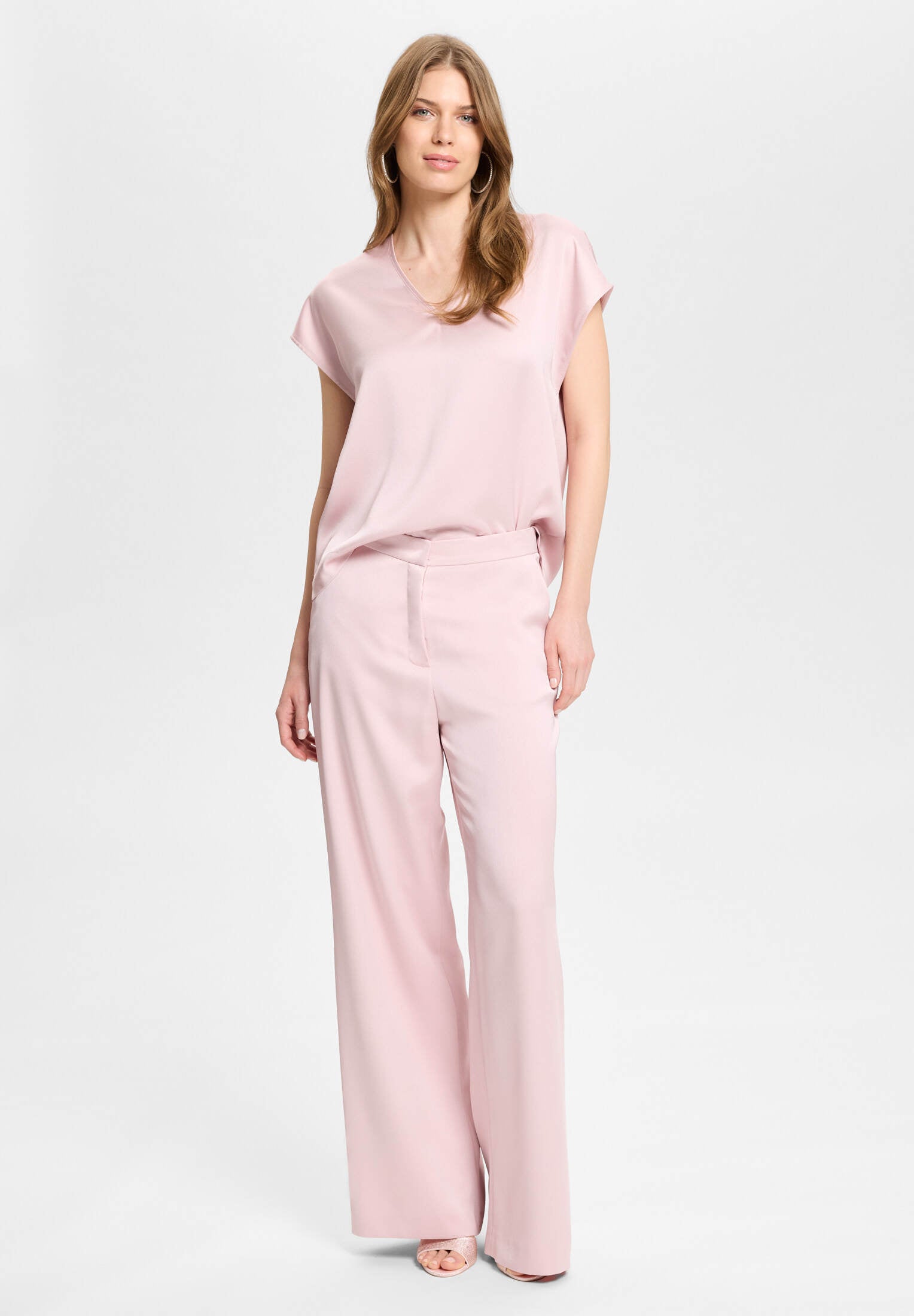Hose aus Satin mit geradem Bein soft pink