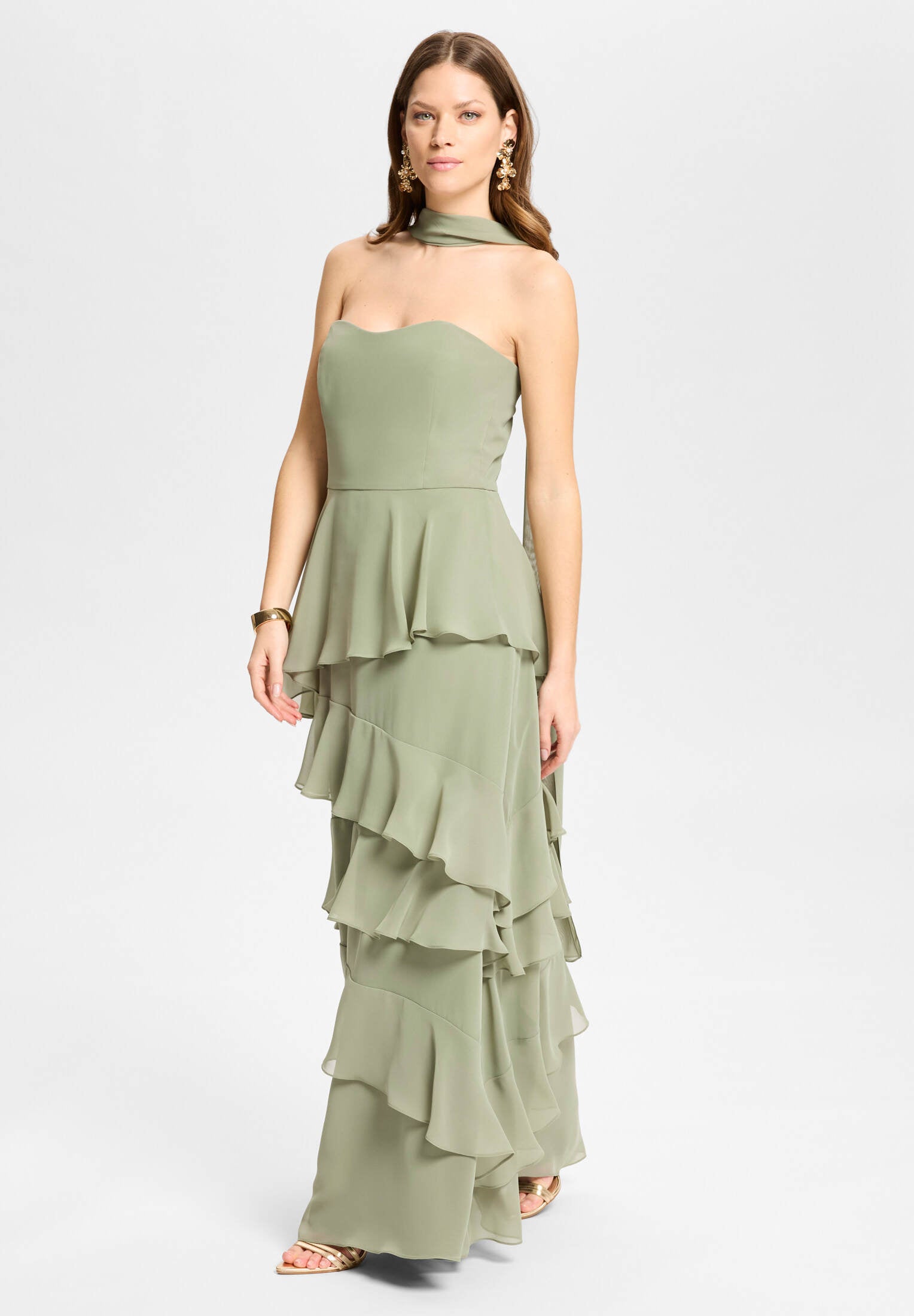 Abendkleid aus Chiffon mit Volants