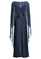 Abendkleid aus Satin mit abnehmbarem Chiffon Cape