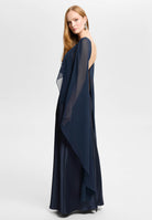 Abendkleid aus Satin mit abnehmbarem Chiffon Cape