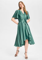 Cocktailkleid aus Satin in Wickel Optik teal green