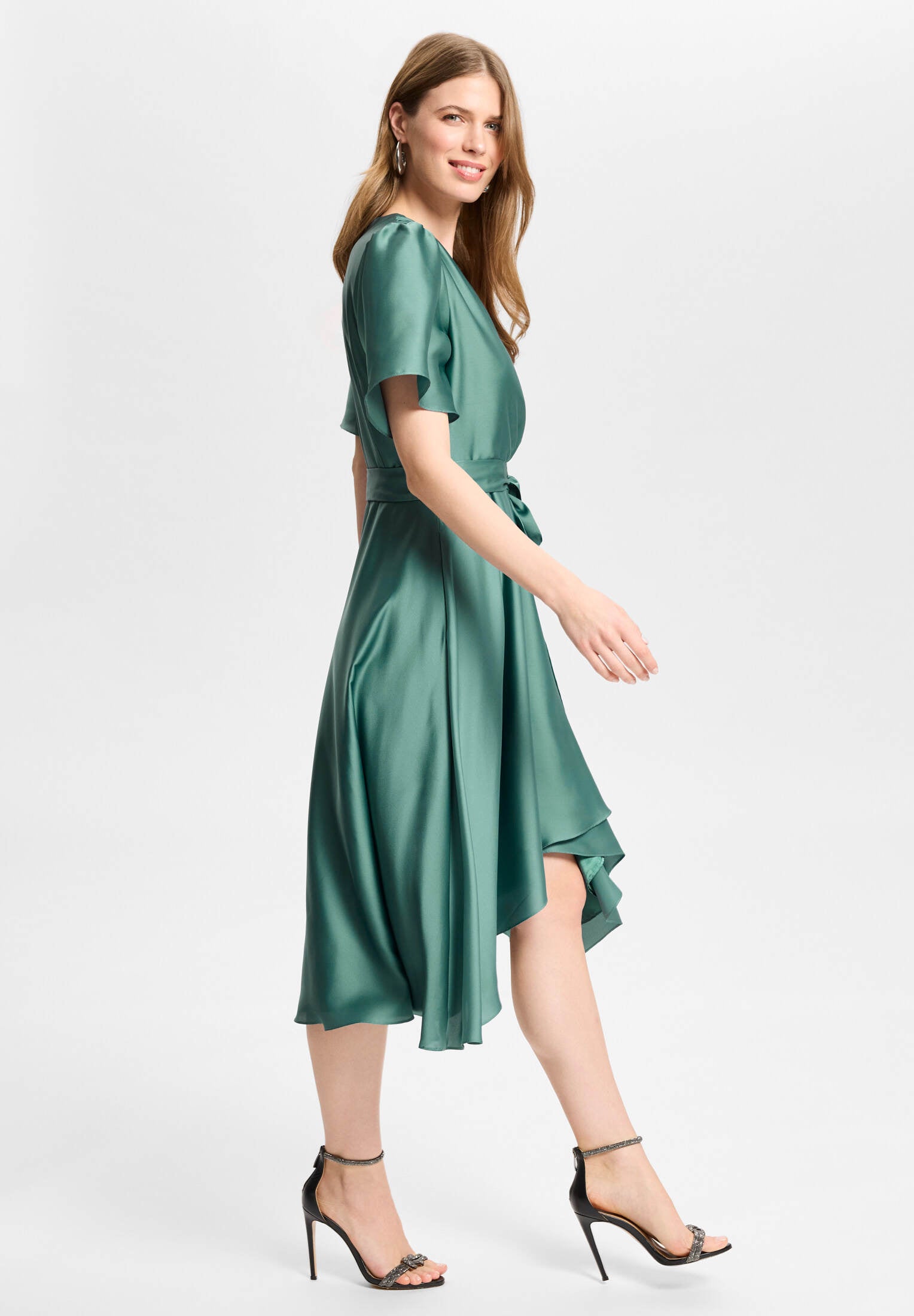 Cocktailkleid aus Satin in Wickel Optik