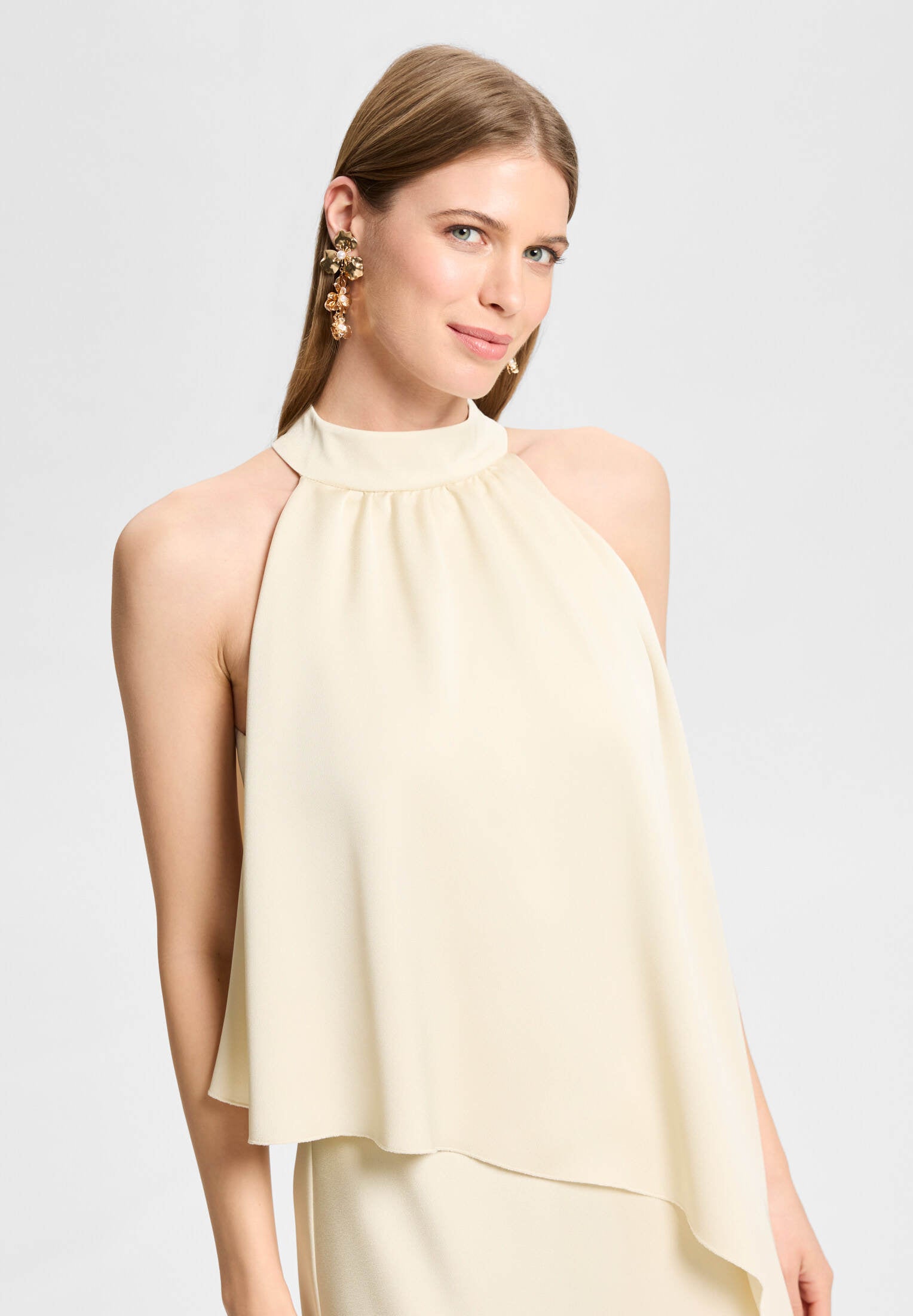 Cocktailkleid aus Satin mit amerikanischer Schulter