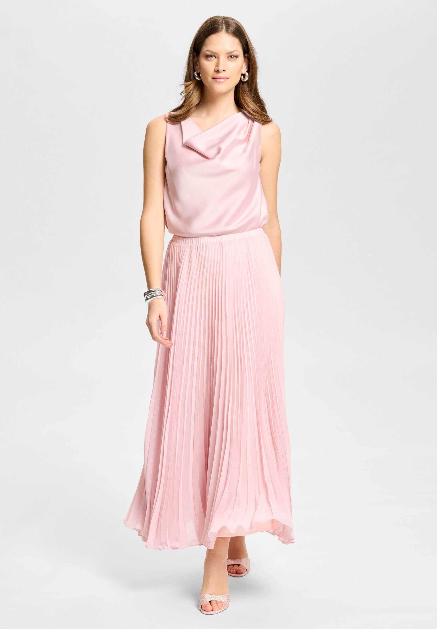 Satintop mit Wasserfallausschnitt soft pink