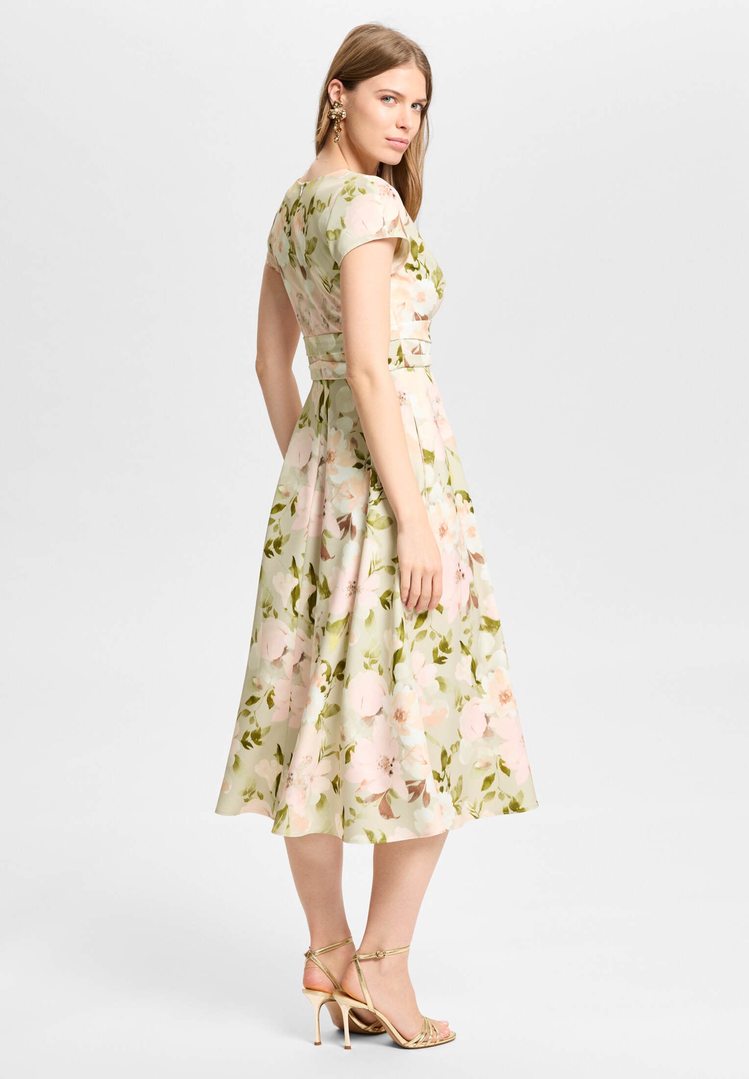 Midi Kleid aus floral bedrucktem Scuba