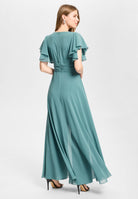Chiffon Jumpsuit mit Überrock und Volantärmeln