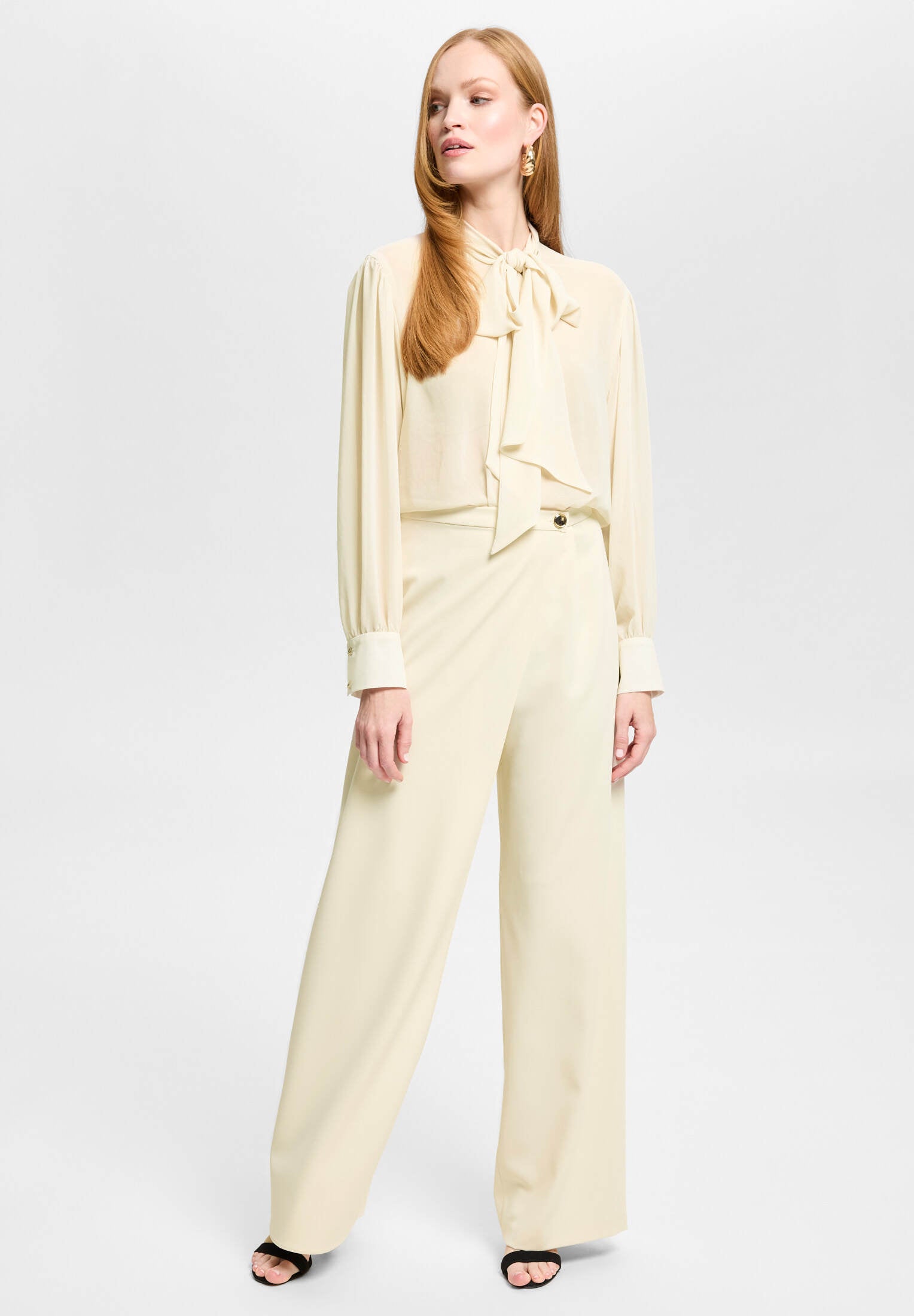 Schluppenbluse aus Chiffon champagne beige