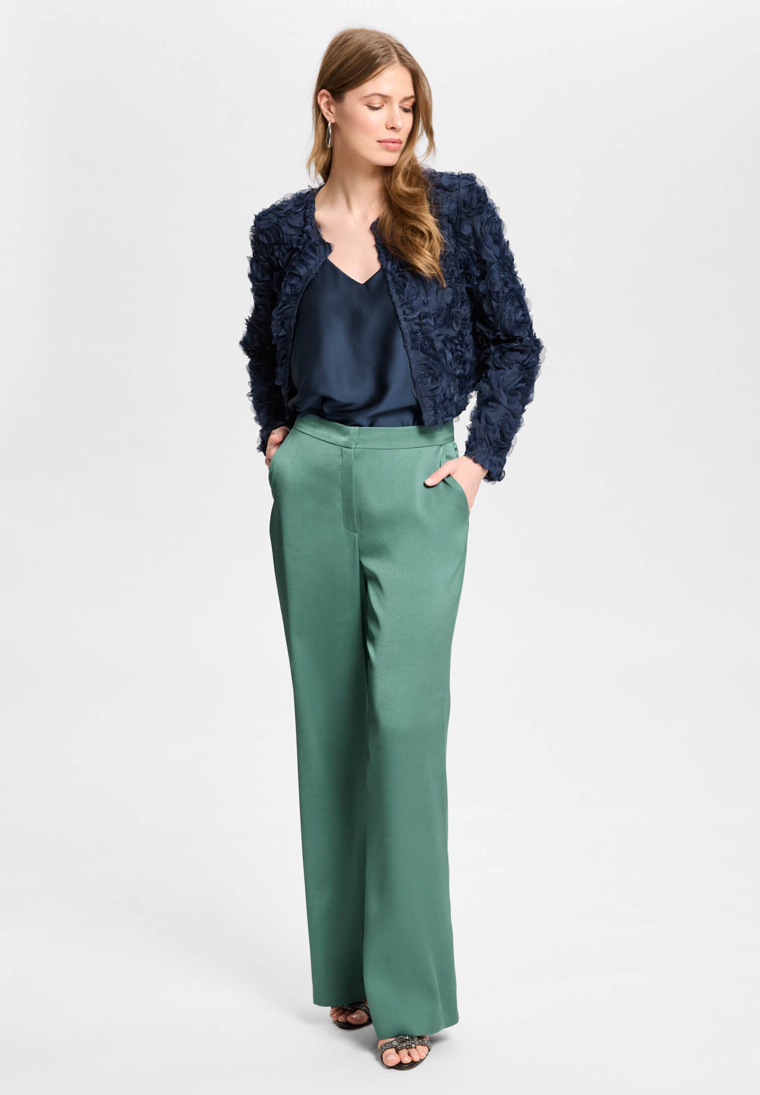 Jacke aus Blütenstoff navy