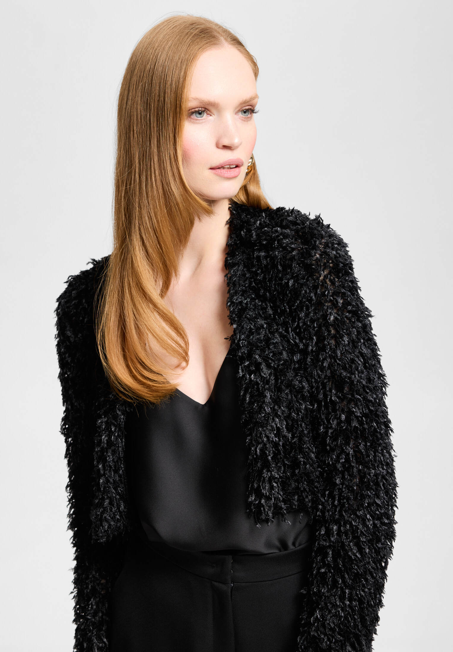 Jersey Bolero mit fedriger Optik