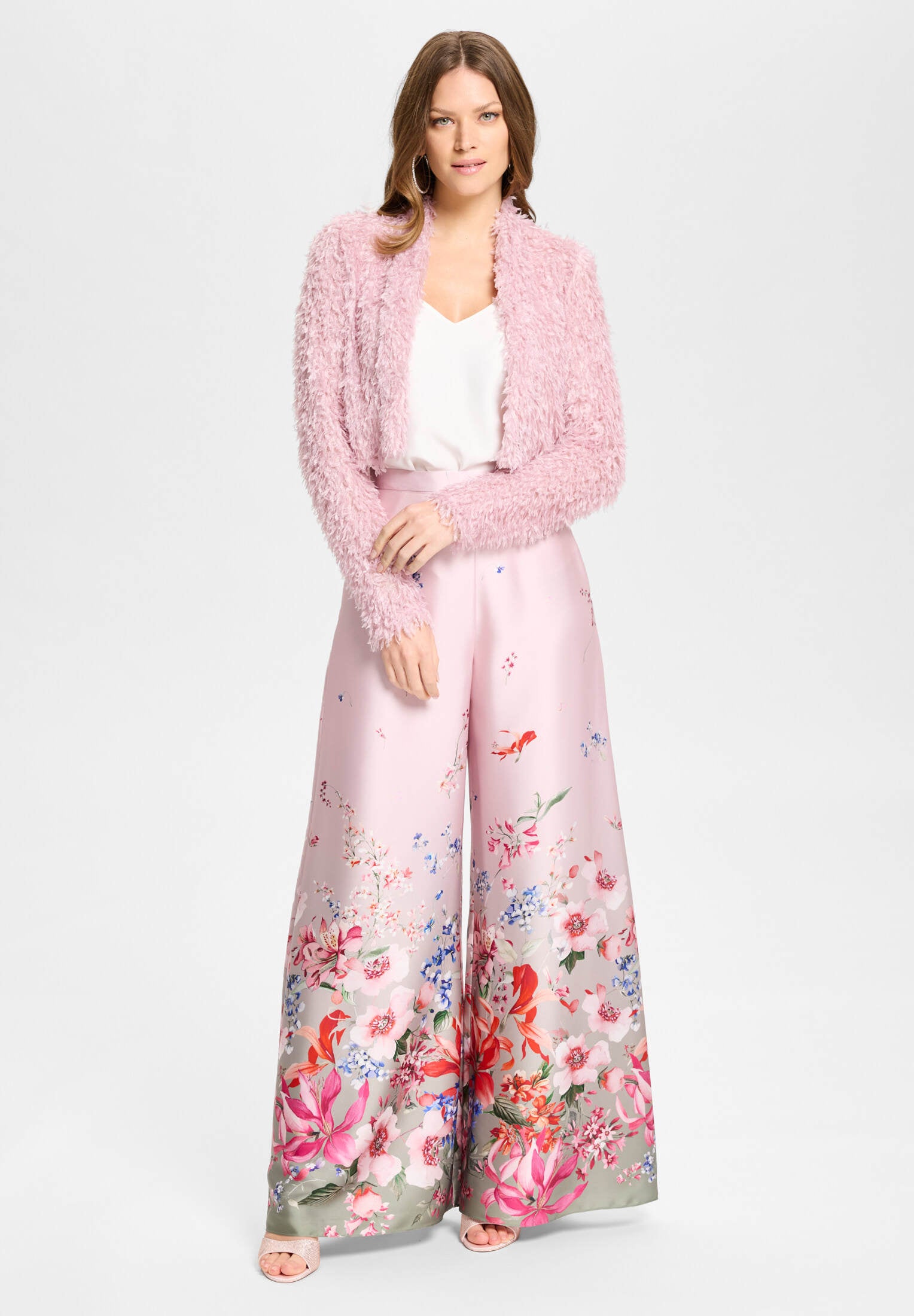 Jersey Bolero mit fedriger Optik soft pink
