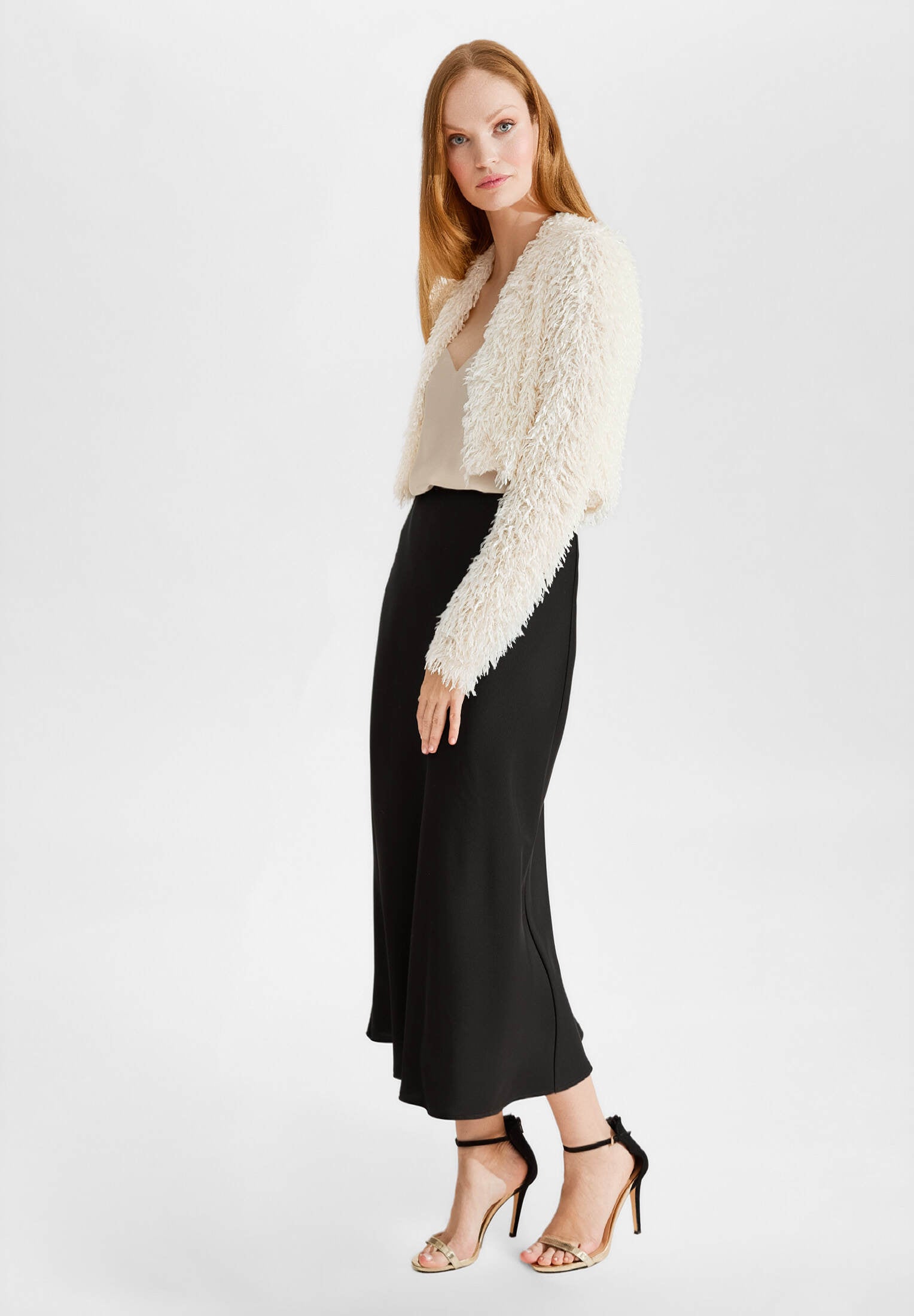 Jersey Bolero mit fedriger Optik