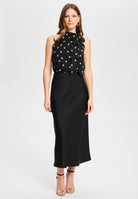Schluppentop mit Polka Dots black | champagne beige