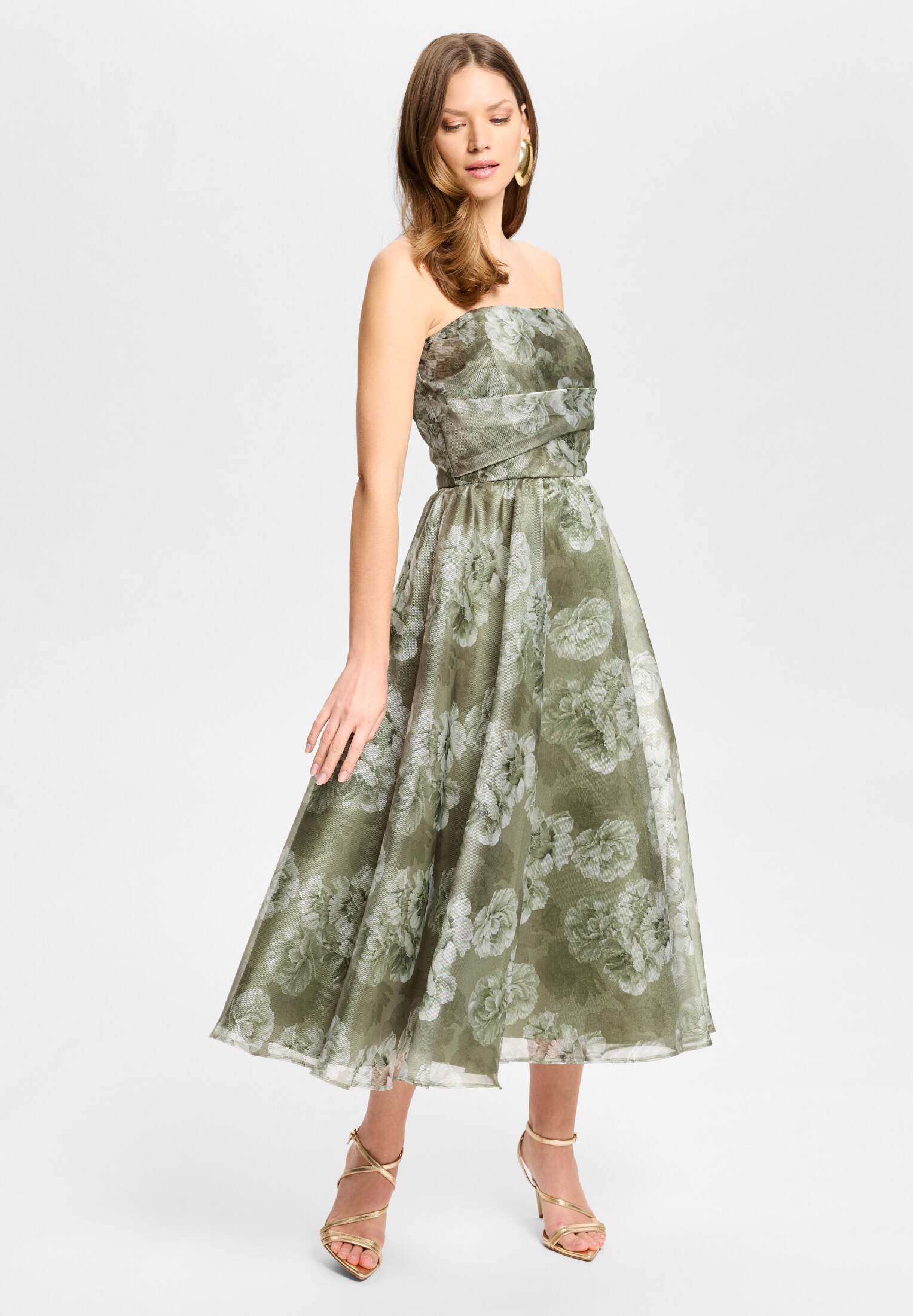 Korsage Kleid aus bedrucktem Organza