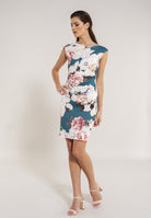 Cocktailkleid aus bedrucktem Scuba und Drapierung