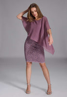 Pailletten-Kleid mit asymmetrischem Chiffon-Überwurf