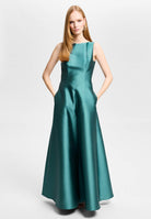 Robenartiges Abendkleid mit Eingrifftaschen teal green