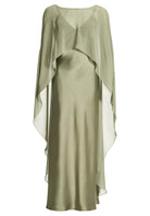 Abendkleid aus Satin mit abnehmbarem Chiffon Cape