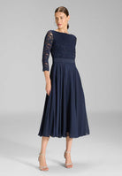 Midikleid mit fließendem Chiffon-Rock navy