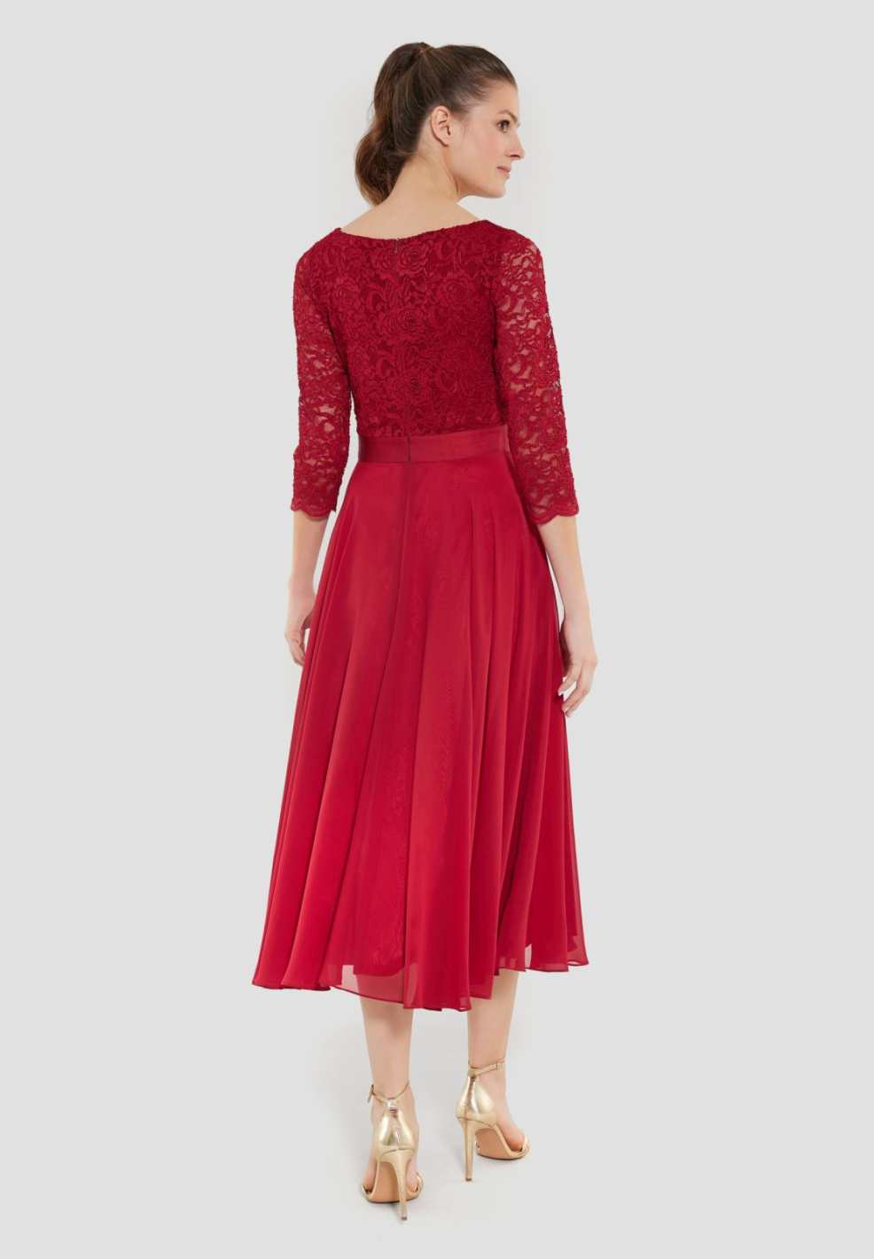 Midikleid mit fließendem Chiffon-Rock