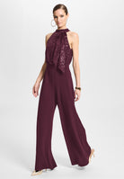 Ärmelloser Jumpsuit mit Schluppenblusen Top aus elastischer Paillette