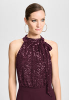 Ärmelloser Jumpsuit mit Schluppenblusen Top aus elastischer Paillette