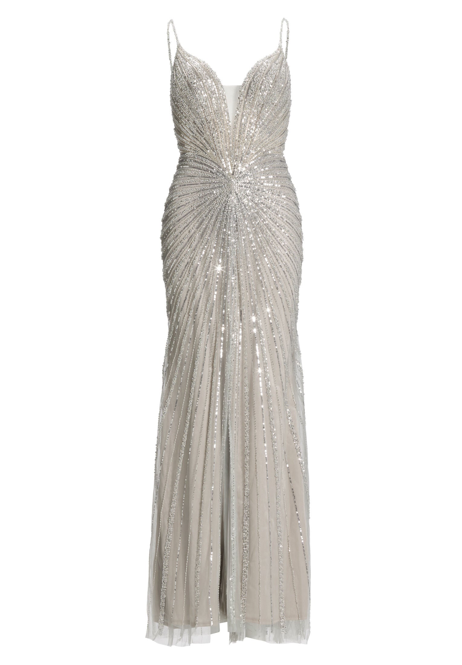 Abendkleid mit all-over Stickerei