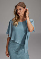 Etuikleid mit asymmetrischem Chiffon-Überwurf